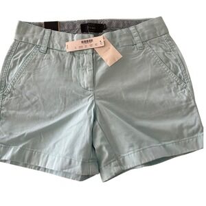 J. Crew Chino Shorts Mint Green Blue Women's Size 00 5 Inch Inseam NWT